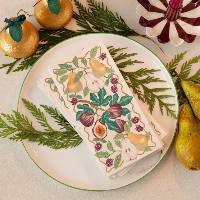Autumnal Fruit Long Lunch Paper Napkins (Pack of 16)