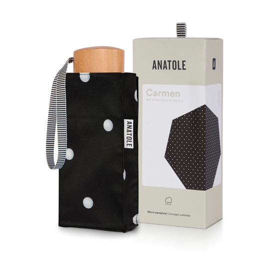 ANATOLE Black & Polka Dots Compact Umbrella – Carmen