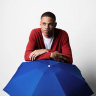 ANATOLE Royal Blue Folding Compact Umbrella Marguerite