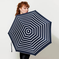 ANATOLE Striped Navy Compact Umbrella White Stripes Pablo