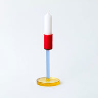 Borosilicate Laboratory Glass Candlestick in Blue, Red and Yellow Height 15cm by Block Design