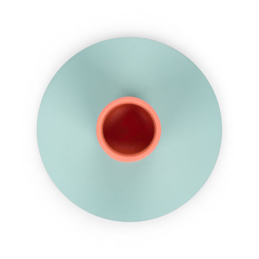 British Colour Standard Small Two Tone Metal Candleholder / Opaline and Marigold