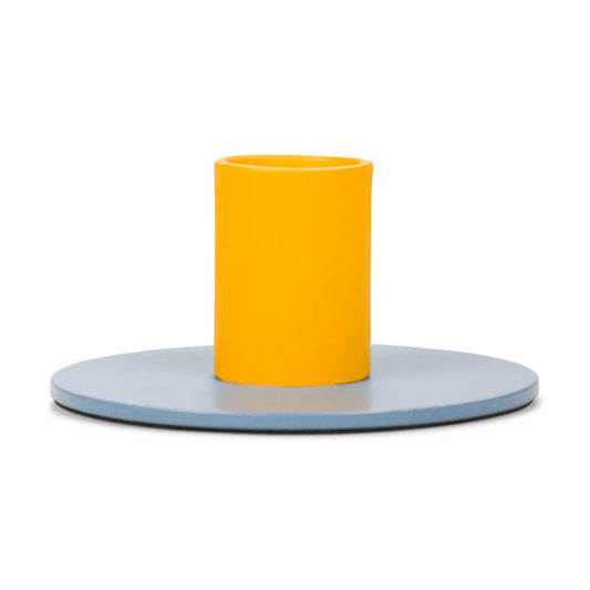 British Colour Standard Small Two Tone Metal Candleholder / Pompadour and Saffron