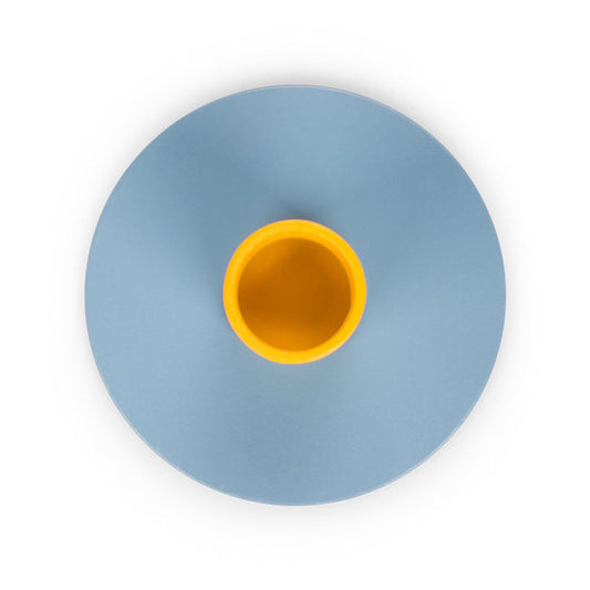 British Colour Standard Small Two Tone Metal Candleholder / Pompadour and Saffron