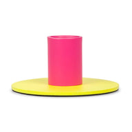 British Colour Standard Small Two Tone Metal Candleholder in Sulphur and Neyron Pink