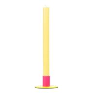 British Colour Standard Small Two Tone Metal Candleholder in Sulphur and Neyron Pink