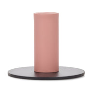 British Colour Standard Tall Two Tone Metal Candleholder Jet Black and Old Rose