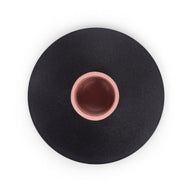 British Colour Standard Tall Two Tone Metal Candleholder Jet Black and Old Rose