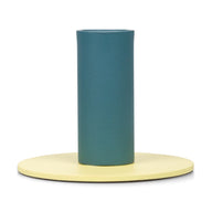 British Colour Standard Tall Two Tone Metal Candleholder Petrol Blue and Jasmine