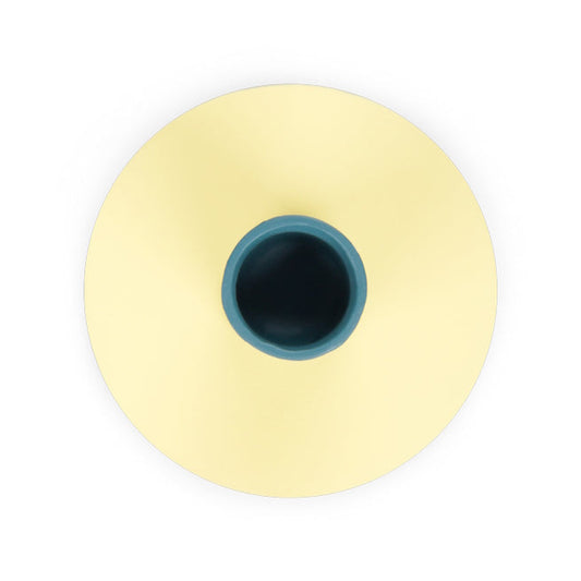 British Colour Standard Tall Two Tone Metal Candleholder / Petrol Blue and Jasmine