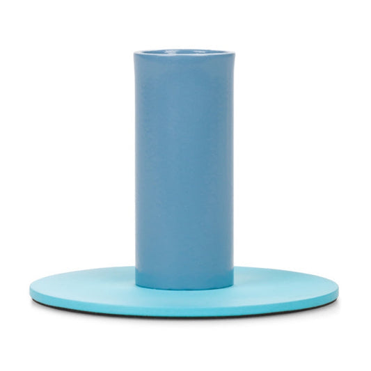 British Colour Standard Tall Two Tone Metal Candleholder / Pompadour and Powder Blue
