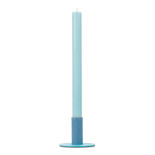 British Colour Standard Tall Two Tone Metal Candleholder Pompadour and Powder Blue