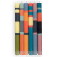 British Colour Standard Eco Dinner Candles - Set of 6 Mixed Wide Stripe