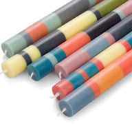 British Colour Standard Eco Dinner Candles - Set of 6 Mixed Wide Stripe