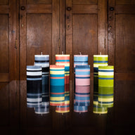 British Colour Standard Eco Striped Pillar Candles 15cm