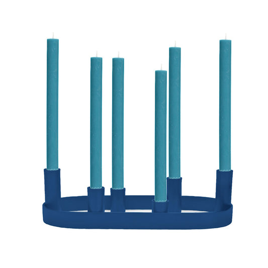 British Colour Standard Oval Metal Candelabra in Midnight Blue