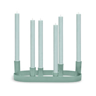 British Colour Standard Oval Metal Candelabra in Opaline Green