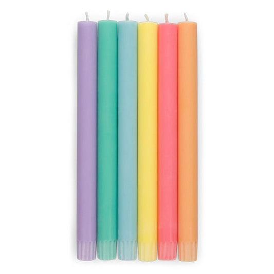 British Colour Standard Eco Dinner Candles - Set of 6 / Pastel Rainbow