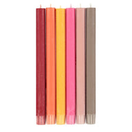 British Colour Standard Eco Striped Dinner Candles Set of 6 Mixed in Warm Rainbow colours