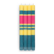 British Colour Standard Eco Striped Dinner Candles Set of 4 Neyron and Petrol