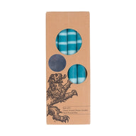British Colour Standard Eco Striped Dinner Candles Set of 4 in neyron, powder and petrol blue