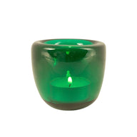 Handmade Glass Tea Light in Peacock Green by British Colour Standard