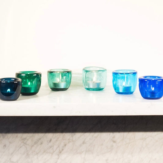 Handmade Glass Tea Lights by British Colour Standard