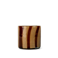 Handmade votive in organic shapes with fantastic curves in coloured glass with Byon’s brown in contrast to the lovely beige.