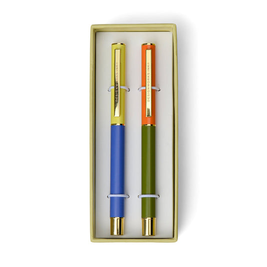 Designworks Ink Colourblock Set of 2 Pens / Cobalt & Army Green