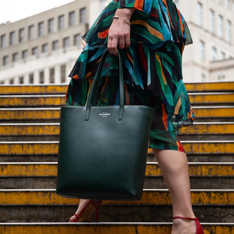 Ettinger London Kensington Leather Tote Bag / Bottle Green
