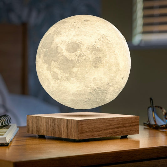 Ginko Smart Moon Lamp with a Walnut Base