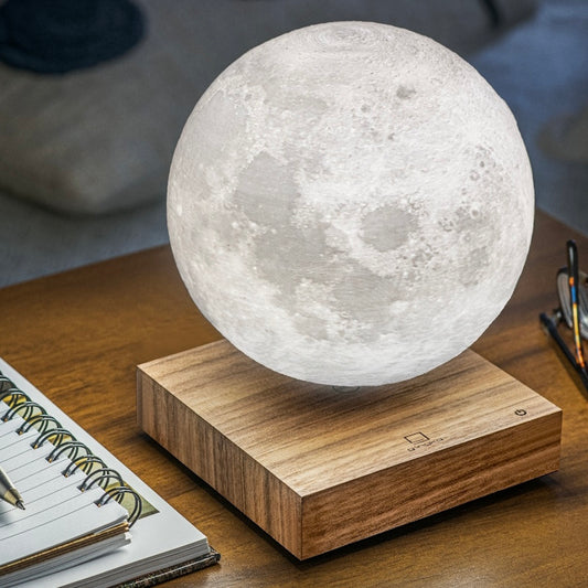 Ginko Smart Moon Lamp with a Walnut Base