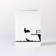Hammade luxury greeting card rabbit diving