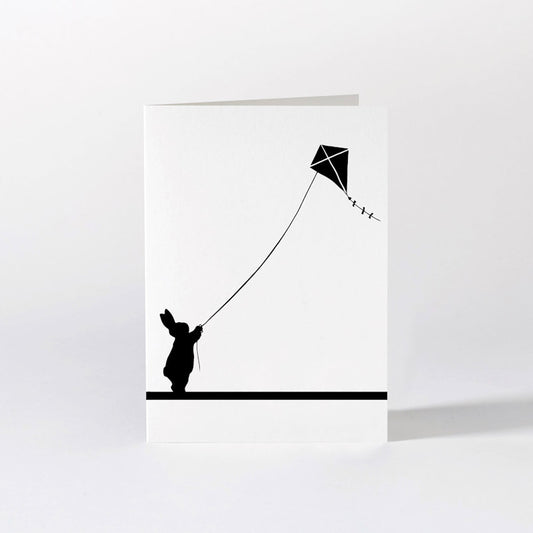 Hammade luxury greeting card rabbit kite flying