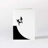 Hammade luxury greeting card rabbit skateboarding