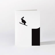 Hammade luxury greeting card rabbit ski jumping