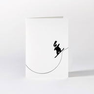 Hammade luxury greeting card rabbit snowboarding