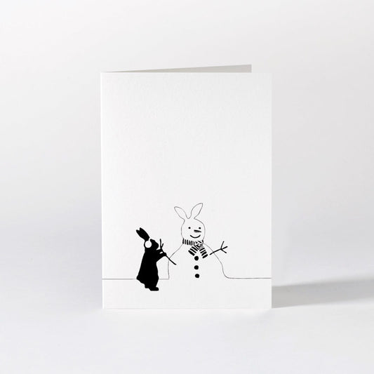 Hammade luxury greeting card rabbit snowman