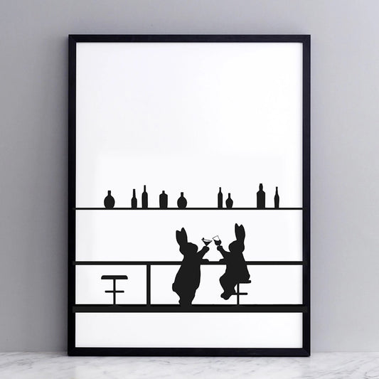 Hammade Rabbit Screen Print / Cocktail - 30 x 40 cm