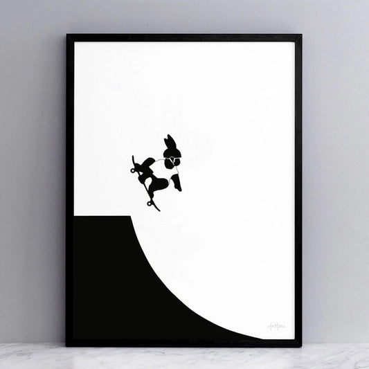 Hammade Rabbit Screen Print Skateboarding 30 x 40 cm