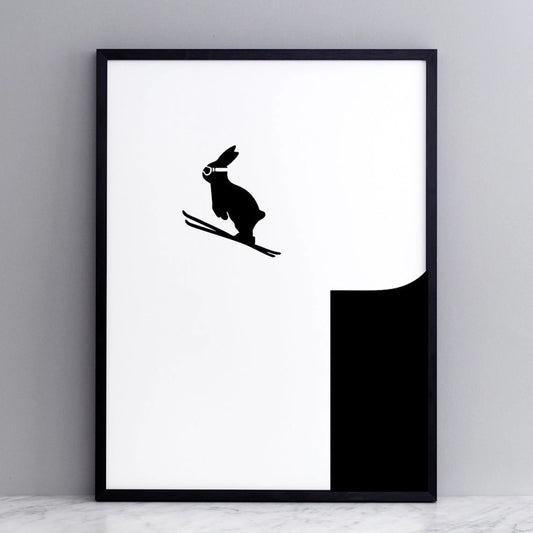 Hammade Rabbit Screen Print / Ski Jumping - 30 x 40 cm