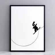 Hammade Rabbit Screen Print Snowboarding 30 x 40 cm