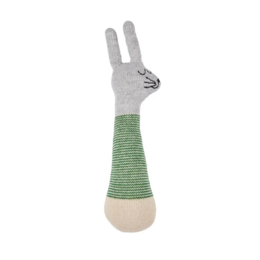 Rabbit Baby Rattle Soft Cotton Knit in Green by Sophie Home