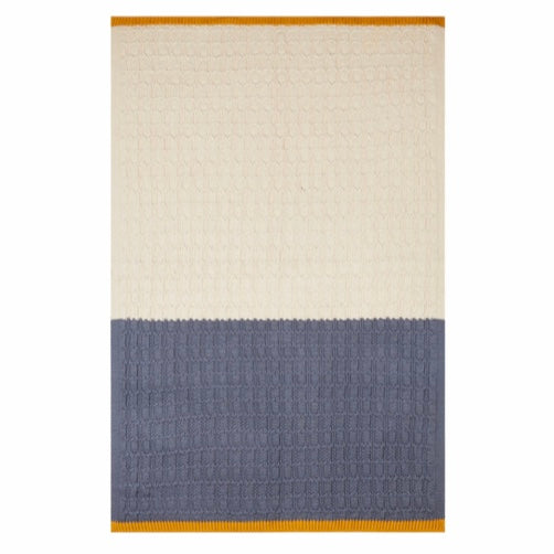 Textured Soft Cotton Knit Baby/Pram Blanket - Blue and Cream 100 x 70cm by Sophie Home