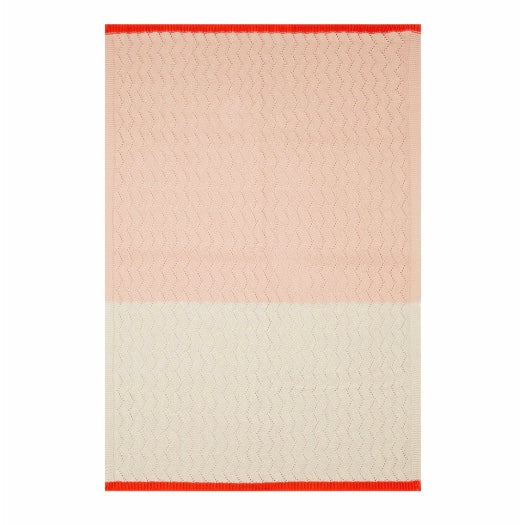 Textured Soft Cotton Knit Baby/Pram Blanket - Pink and Cream 100 x 70cm by Sophie Home