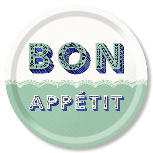 Bon Appétit Round Tray - Green Medium D39cm by Asta Barrington for Jamida of Sweden