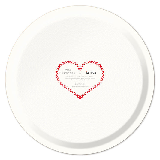 Love Round Tray in Red and White Medium D39cm by Asta Barrington for Jamida of Sweden