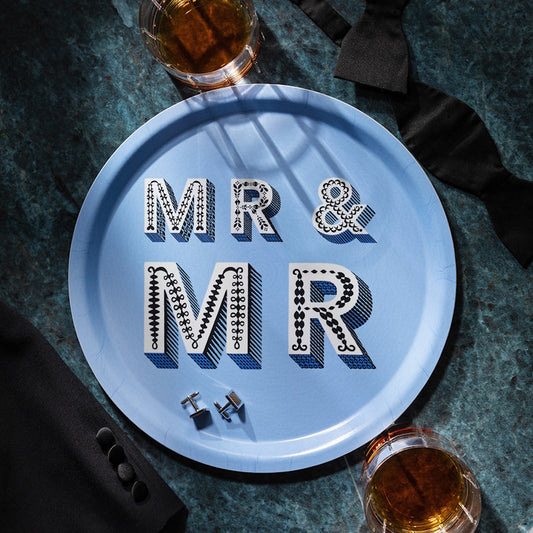 Mr & Mr Round Tray in Light Blue Small D31cm by Asta Barrington for Jamida of Sweden