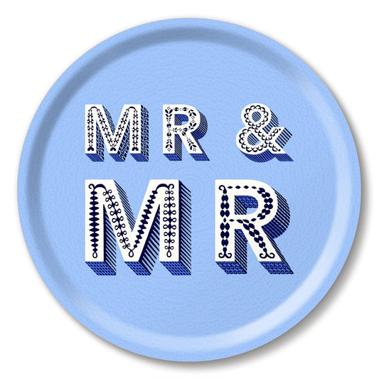 Mr & Mr Round Tray - Blue Small D31cm by Asta Barrington for Jamida of Sweden