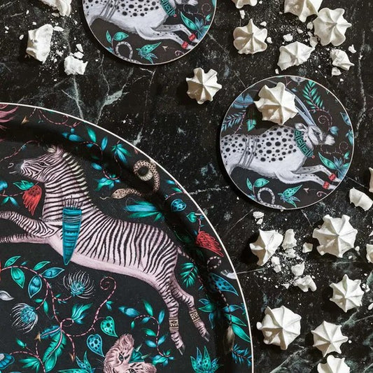 Protea Animal Coasters and Tray in Navy by Emma J Shipley for Jamida of Sweden